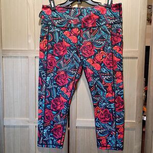 Constantly Varied Gear tattoo rose barbed wire retired leggings